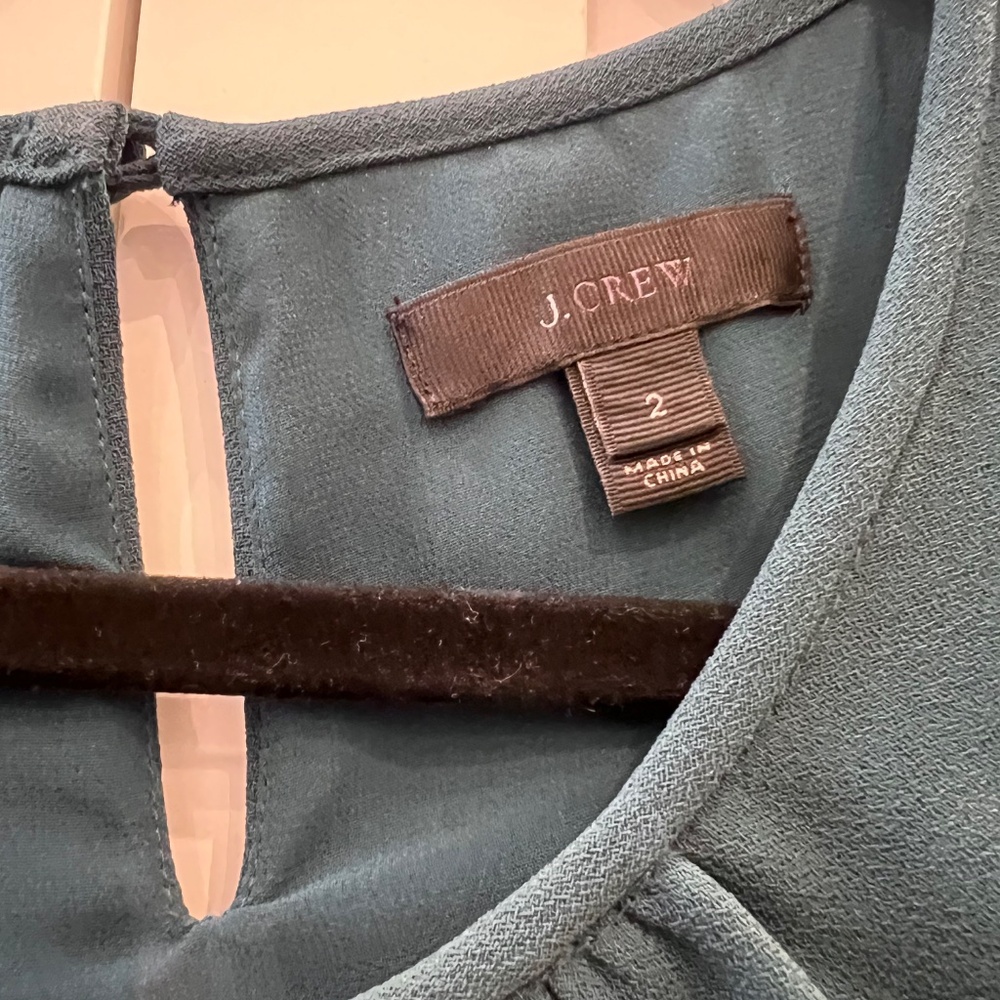 J. Crew Cap Sleeve Crepe Dress | Size 0 | Teal - Picture 2 of 2